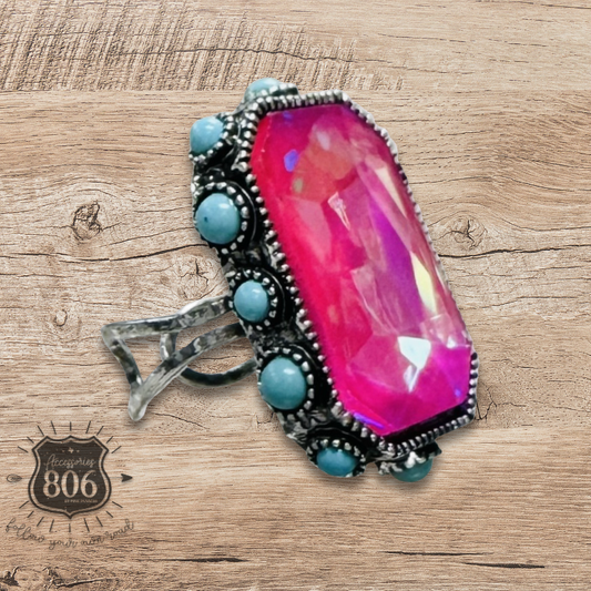 Rhinestone and bead studded ring - LC