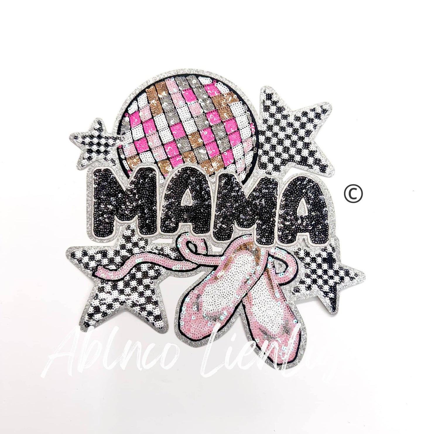 Dance Mama Checkered Star Sequins Patch - Large       