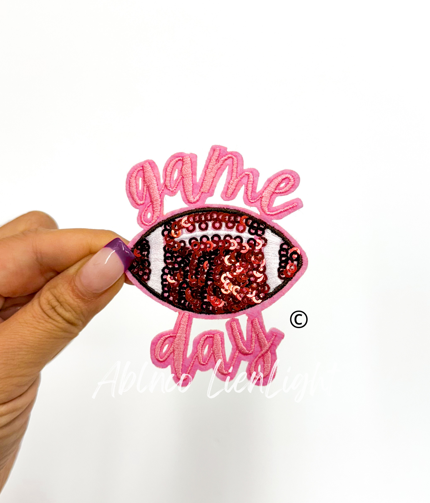 3” game day football sequins embroidery patch iron on