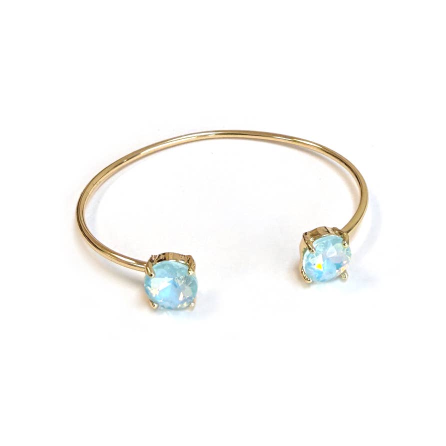 Cuff Wire Bangle for Women and Girls w/ Glass Stone Accent