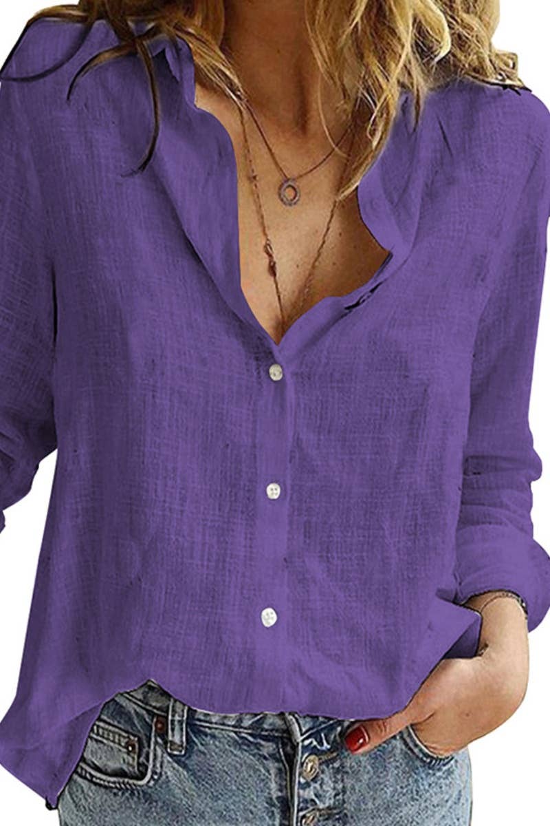 CWTSTL1282_FALL LONG-SLEEVED LAPEL BUTTON-DOWN BLOUSE