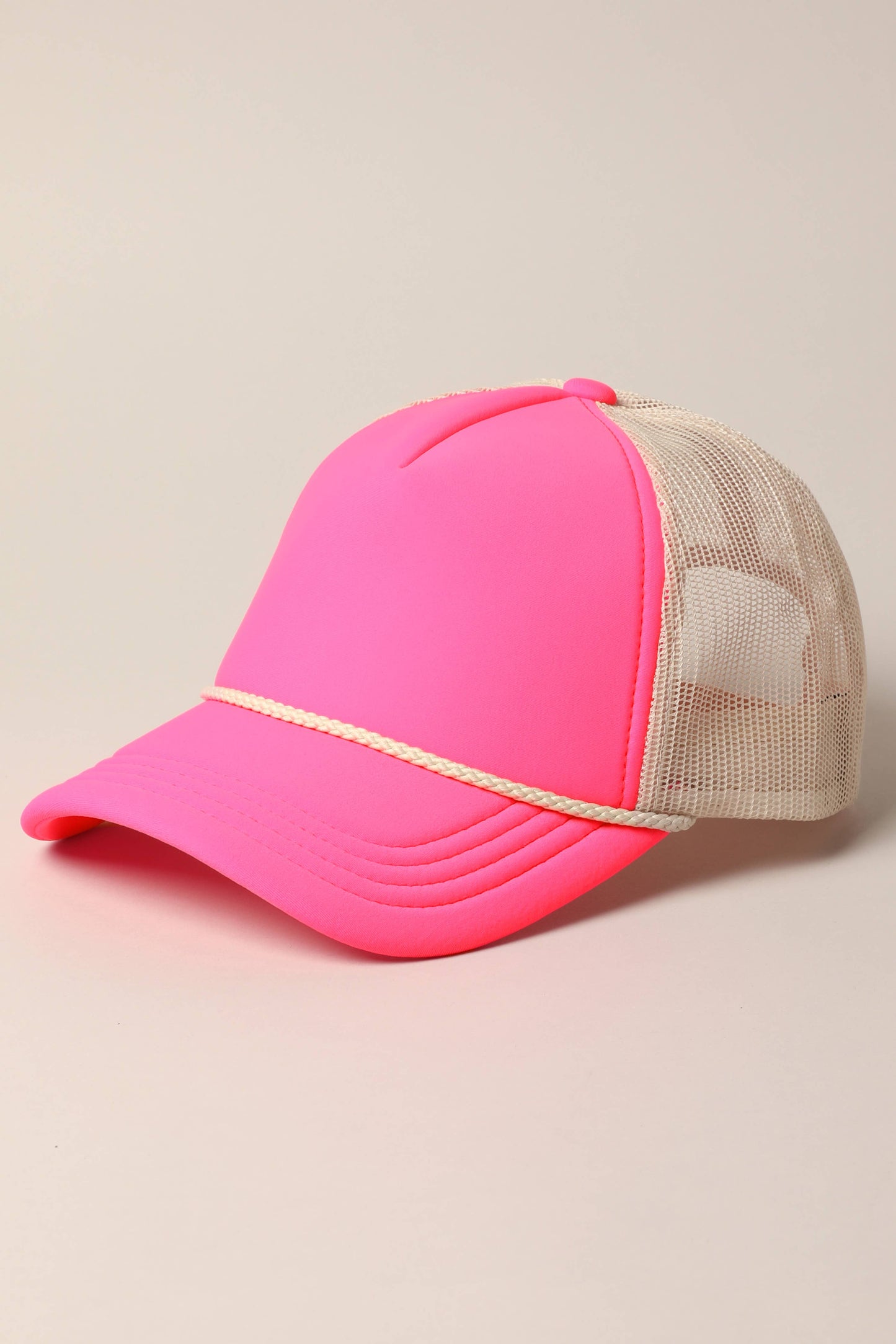 Plain Foam Rope Mesh Back Trucker Hat