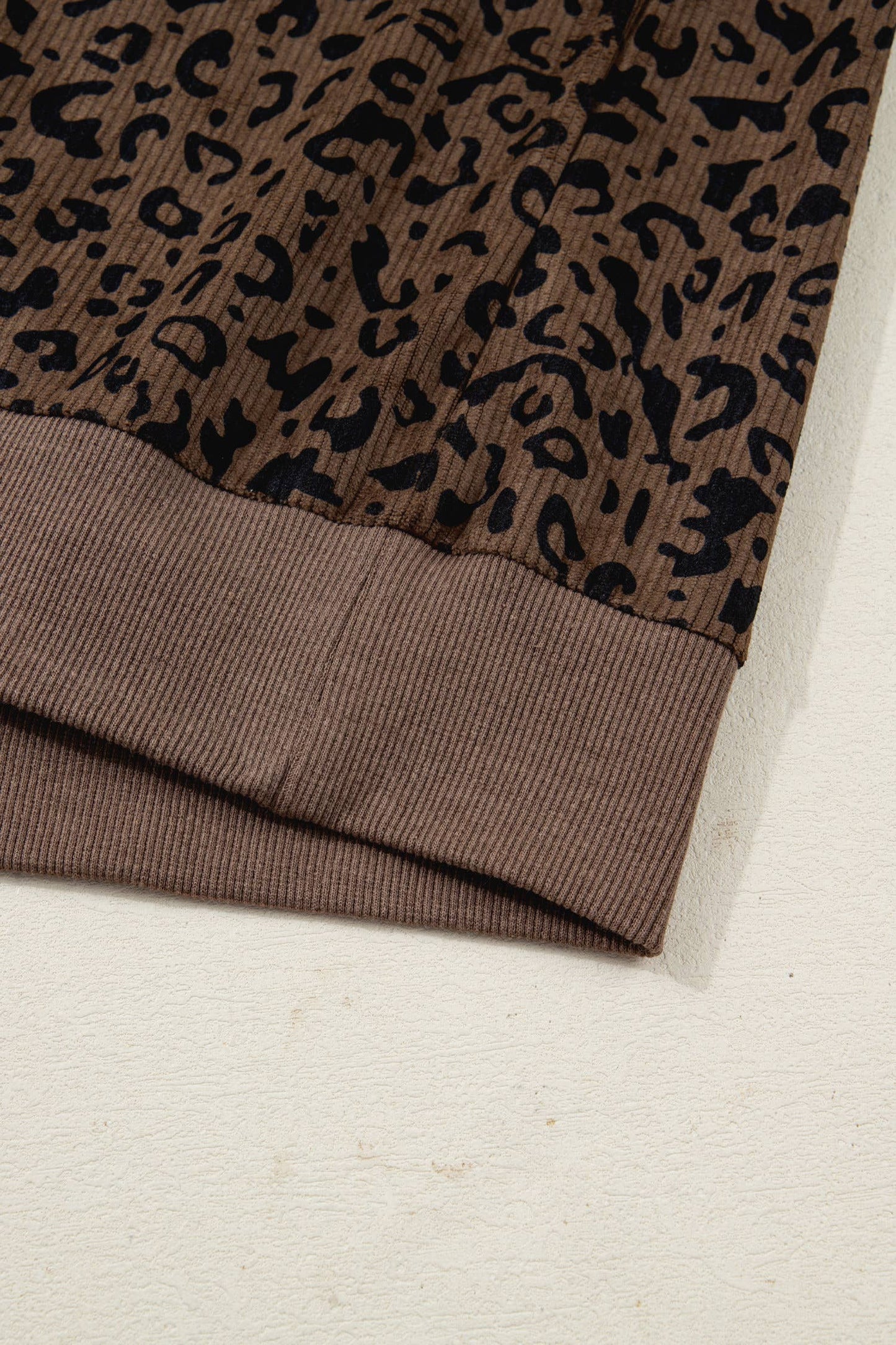 Western apparel Leopard Quarter Zip Corduroy Sweatshirt