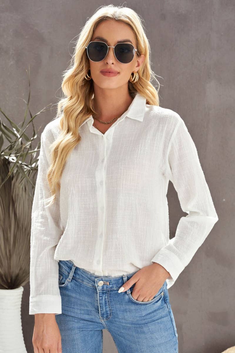 CWTSTL1282_FALL LONG-SLEEVED LAPEL BUTTON-DOWN BLOUSE