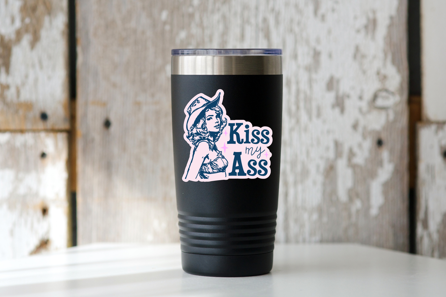 Kiss My Ass Sticker - cowgirl, west, bikini, women, sexy