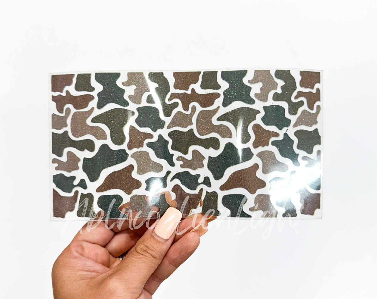 Camo Glitter HTV Trucker Hat Background Transfer