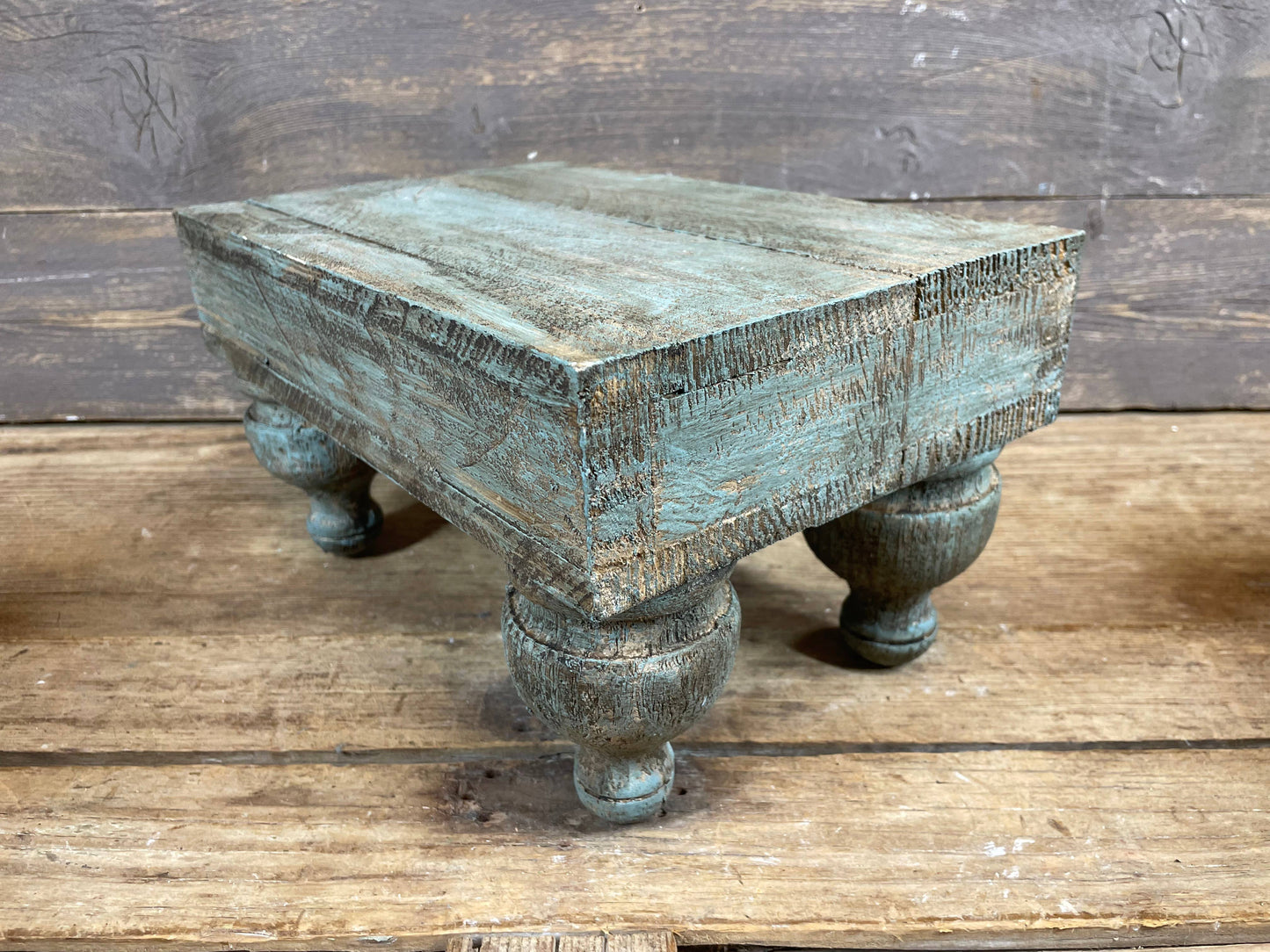 Chula Cake Table Set 3--Display-Reclaimed Wood-Turquoise