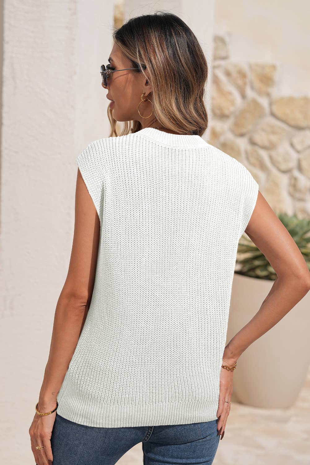 LDC Western Cowboy Embroidery Round Neck Sleeveless Sweater