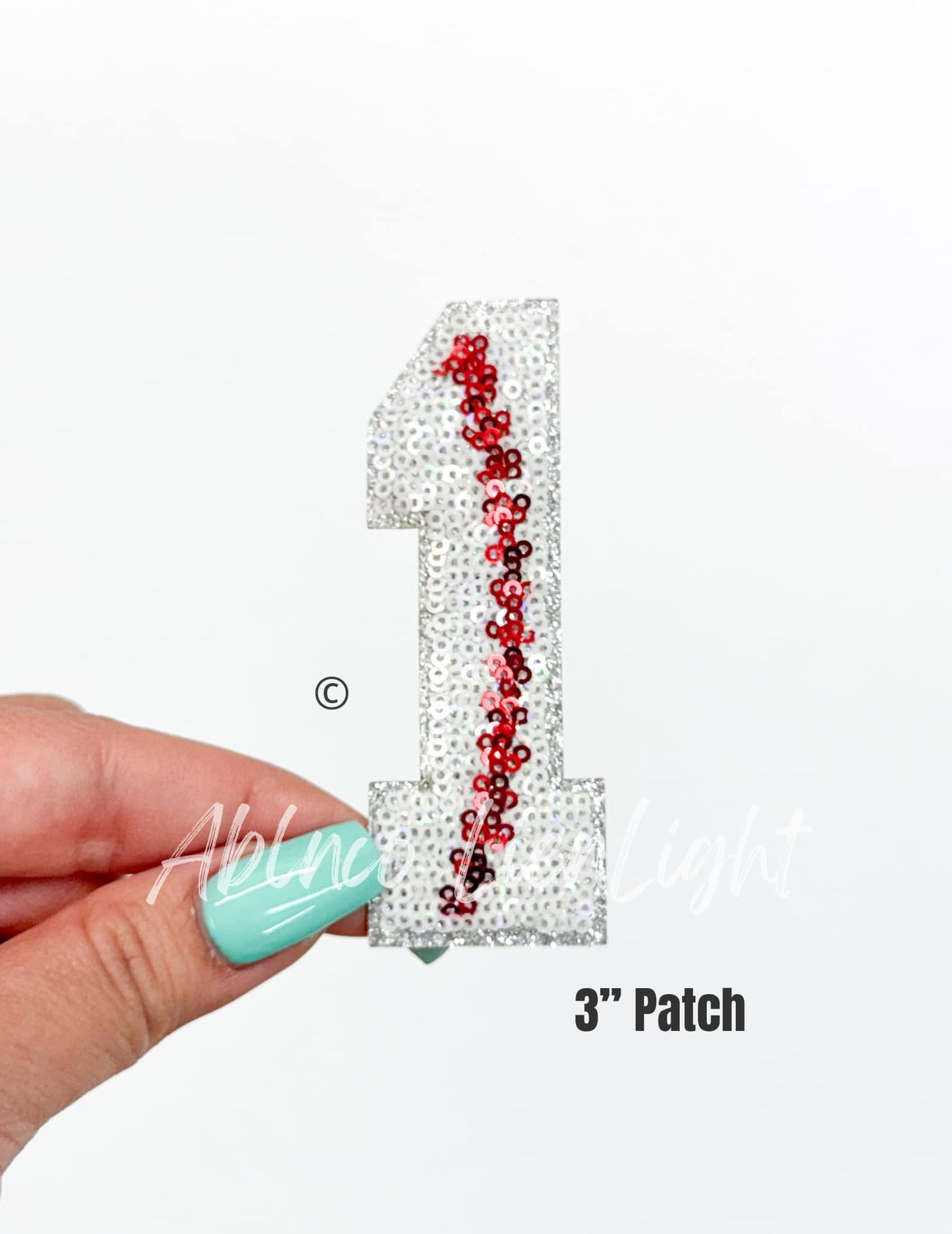 Sequin Baseball Numbers Patch - Small