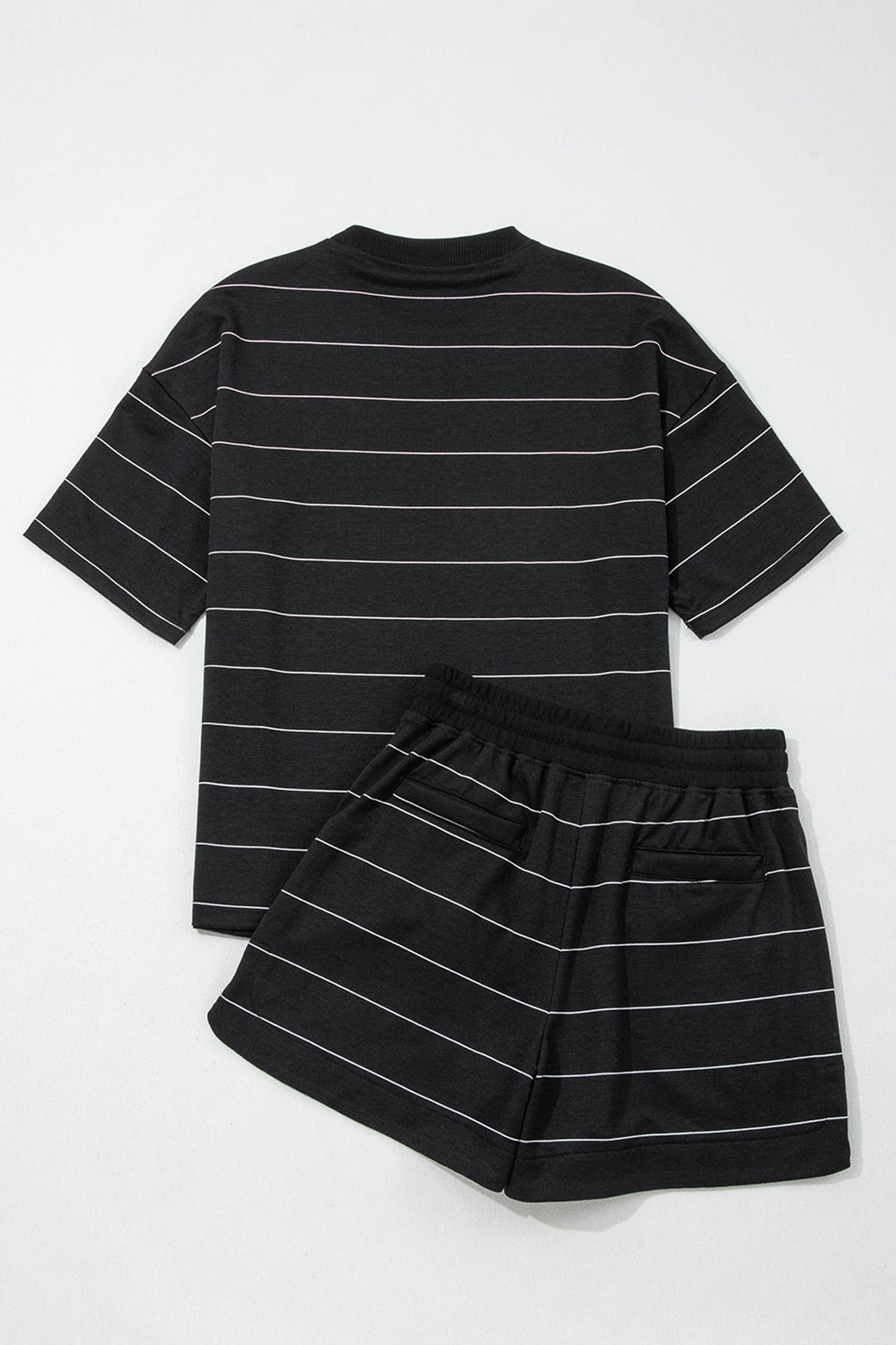 LAS Stripe Tee Drawstring Shorts 2pcs Set (S-XL)