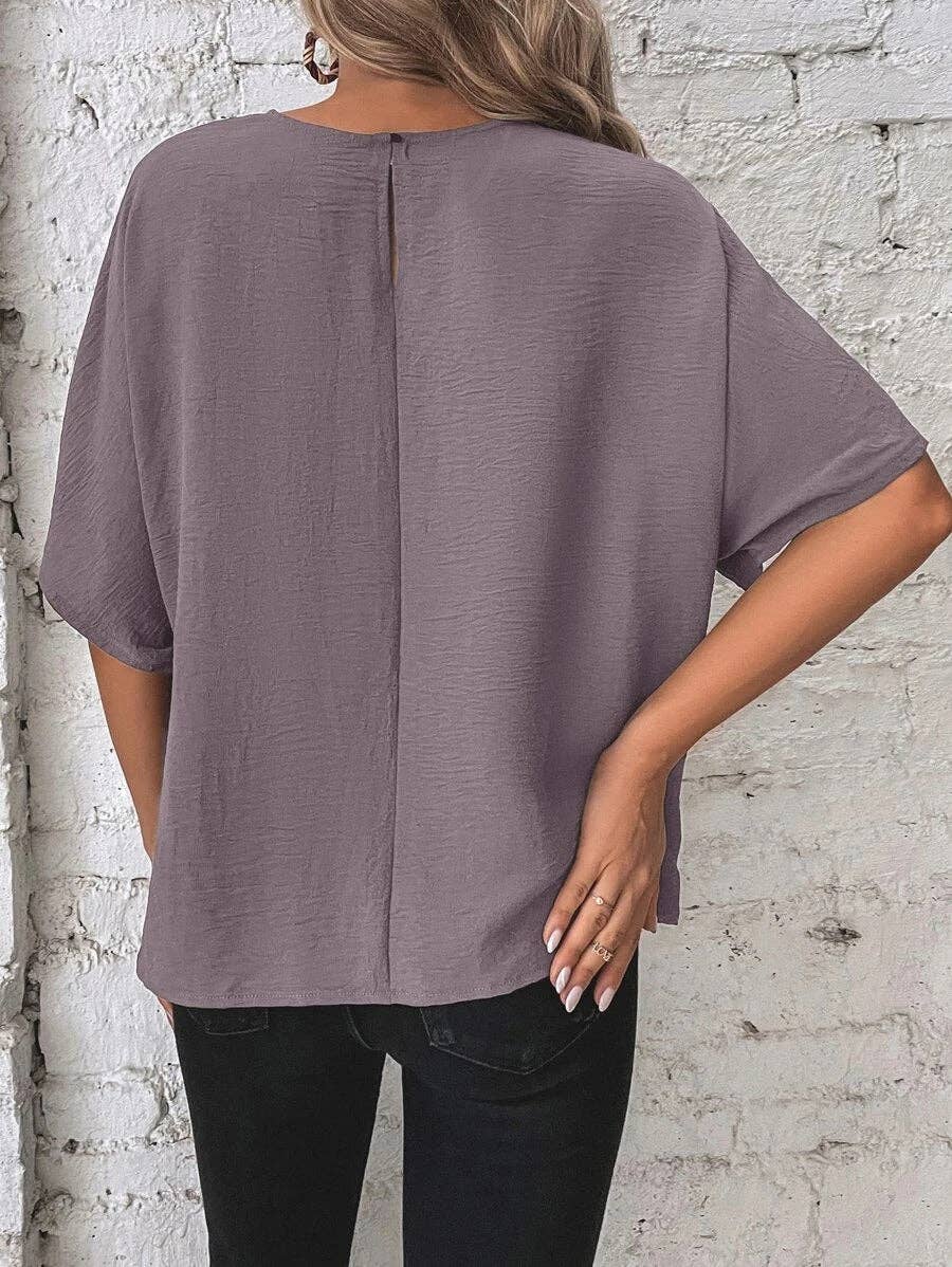 Casual Round Neck Knot Waist Tunic T-Shirt