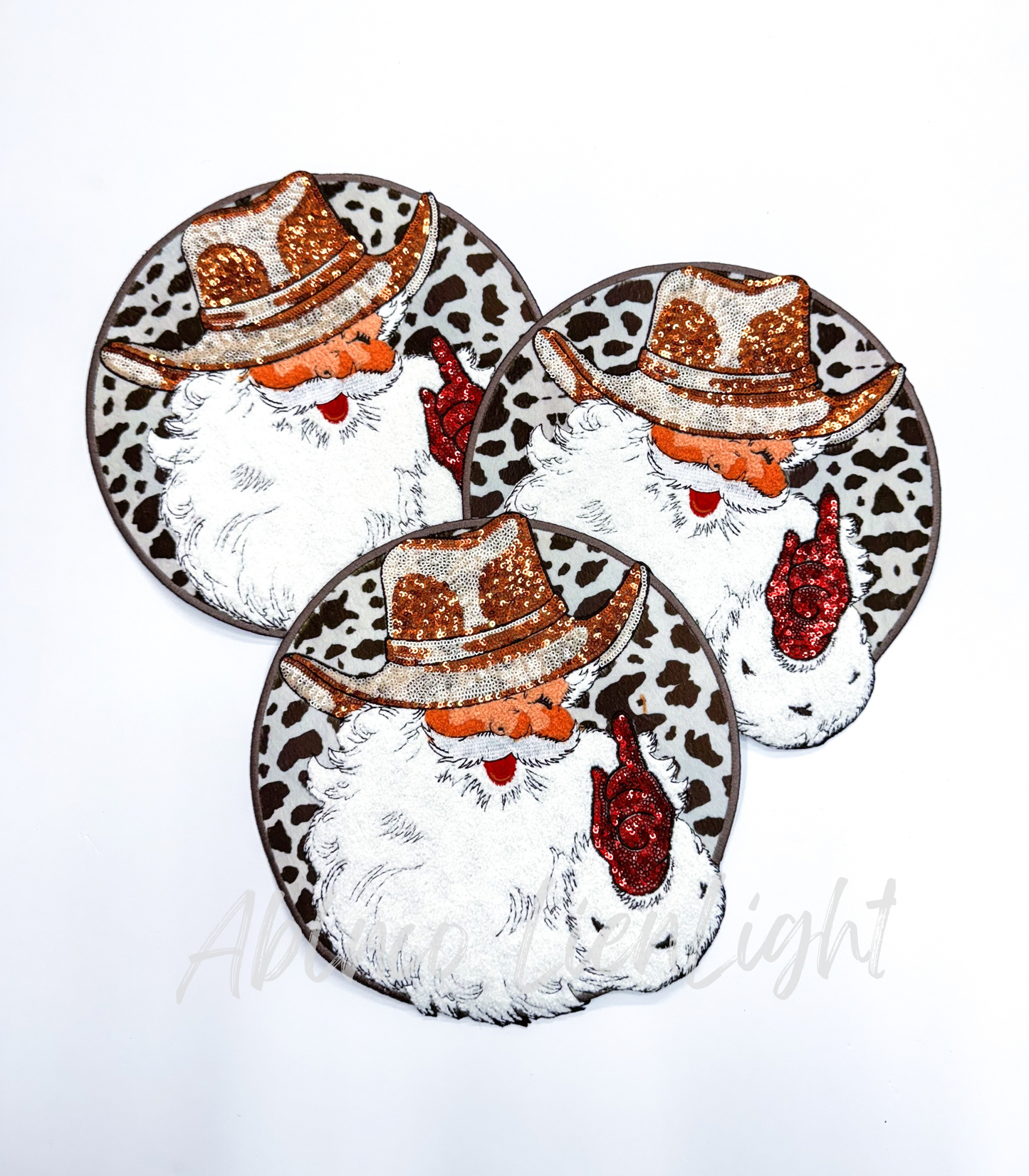 Big Western Cowboy Santa Christmas Chenille Sequins Patch