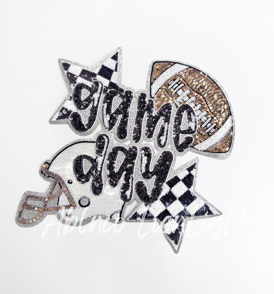 Football Game Day Sequins Big Patch Iron On - Large