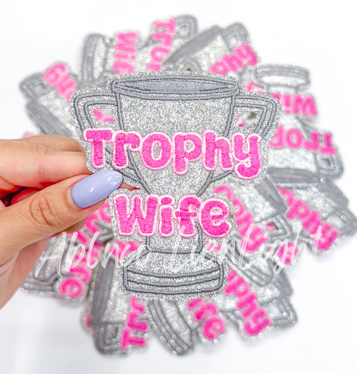 Trophy Wife silver embroidery patch iron on 