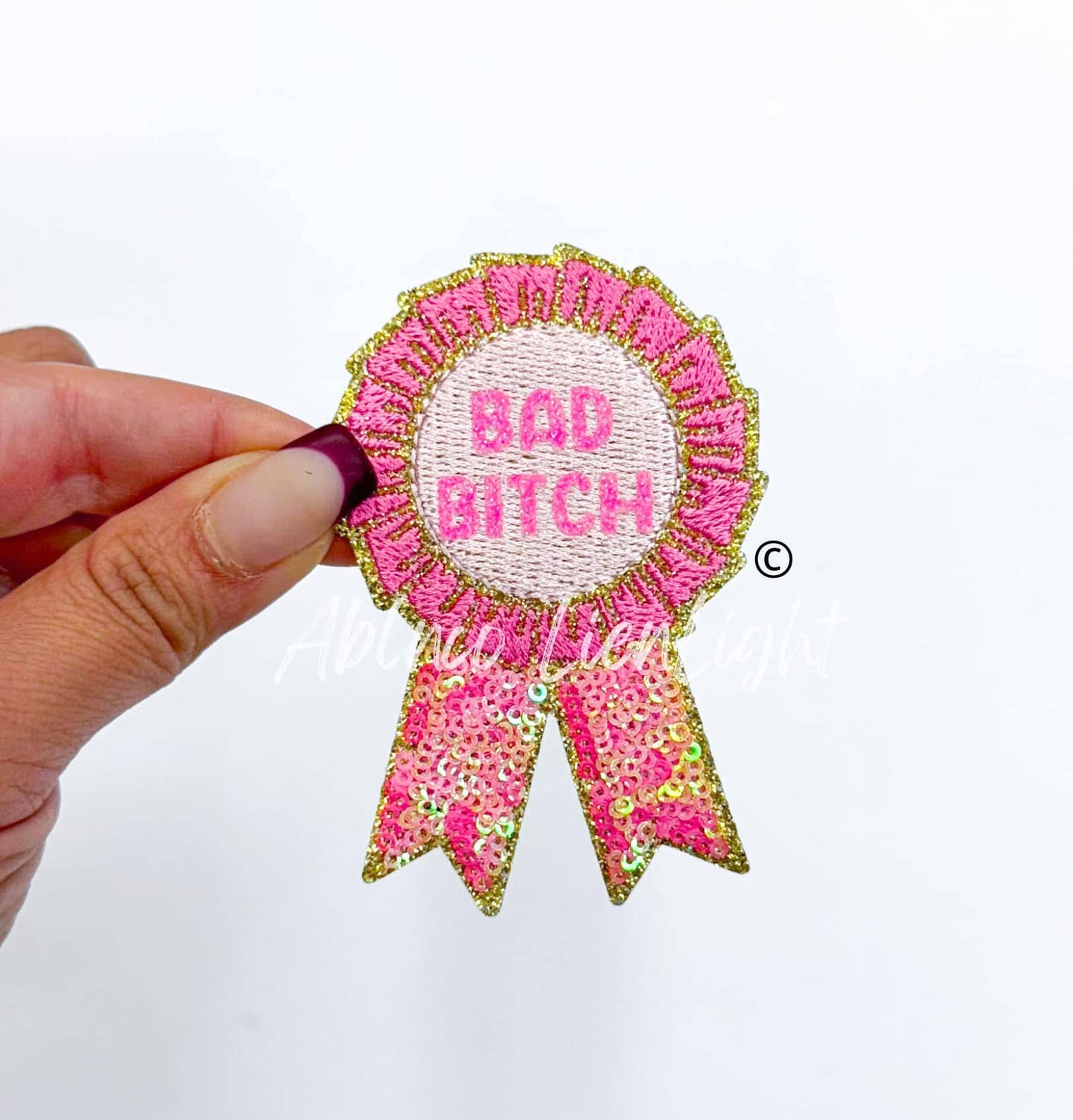 Bad bitch ribbon trucker hat embroidery iron on patch