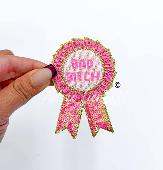 Bad bitch ribbon trucker hat embroidery iron on patch