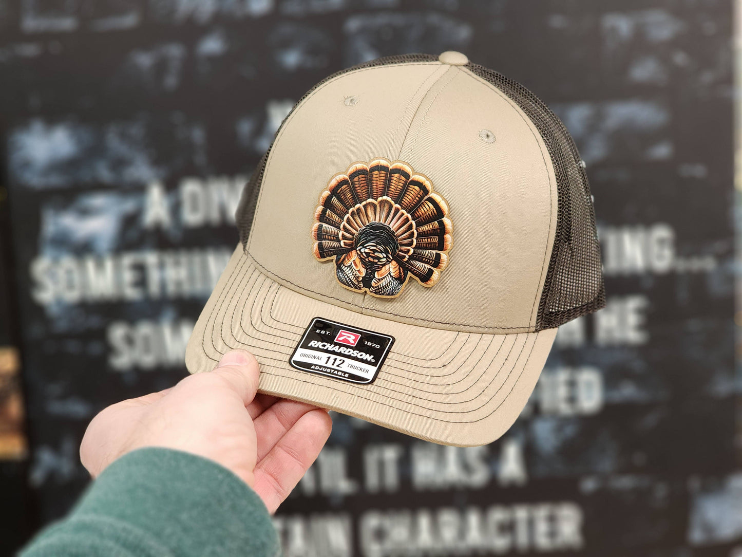 Cap with Turkey Feathers Motif and Mesh Back