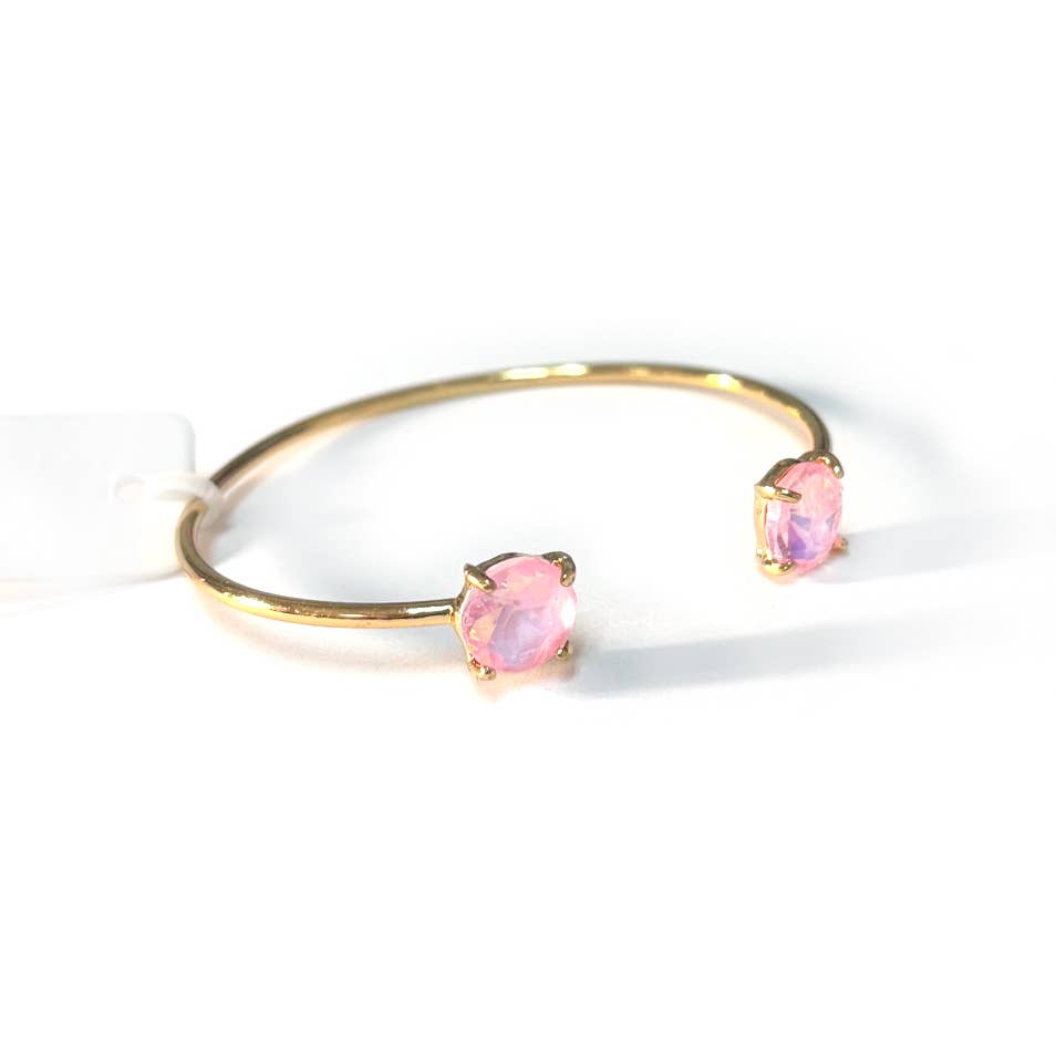 Cuff Wire Bangle for Women and Girls w/ Glass Stone Accent