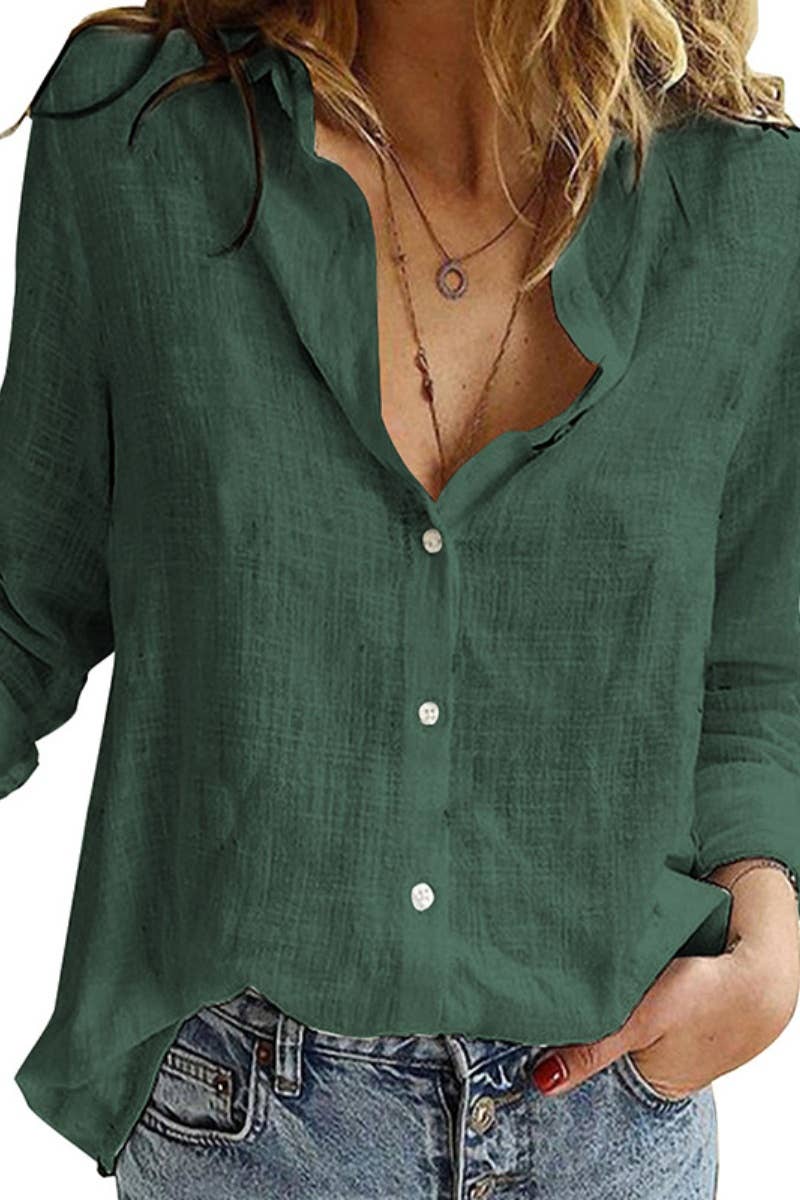 CWTSTL1282_FALL LONG-SLEEVED LAPEL BUTTON-DOWN BLOUSE