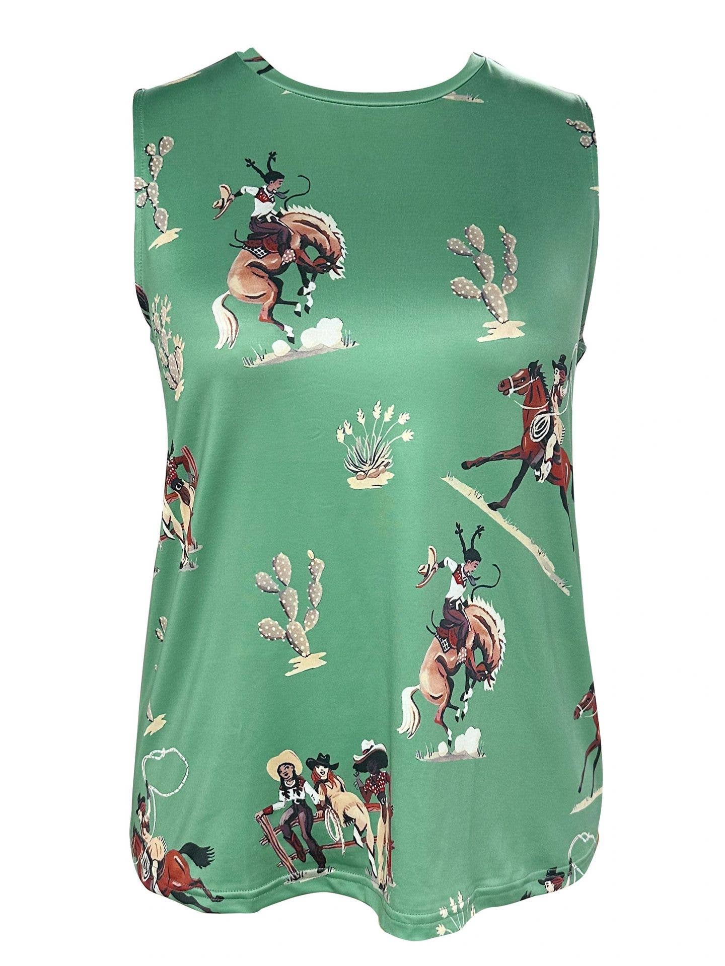 Cowboy Rodeo Western Graphic Tank Top