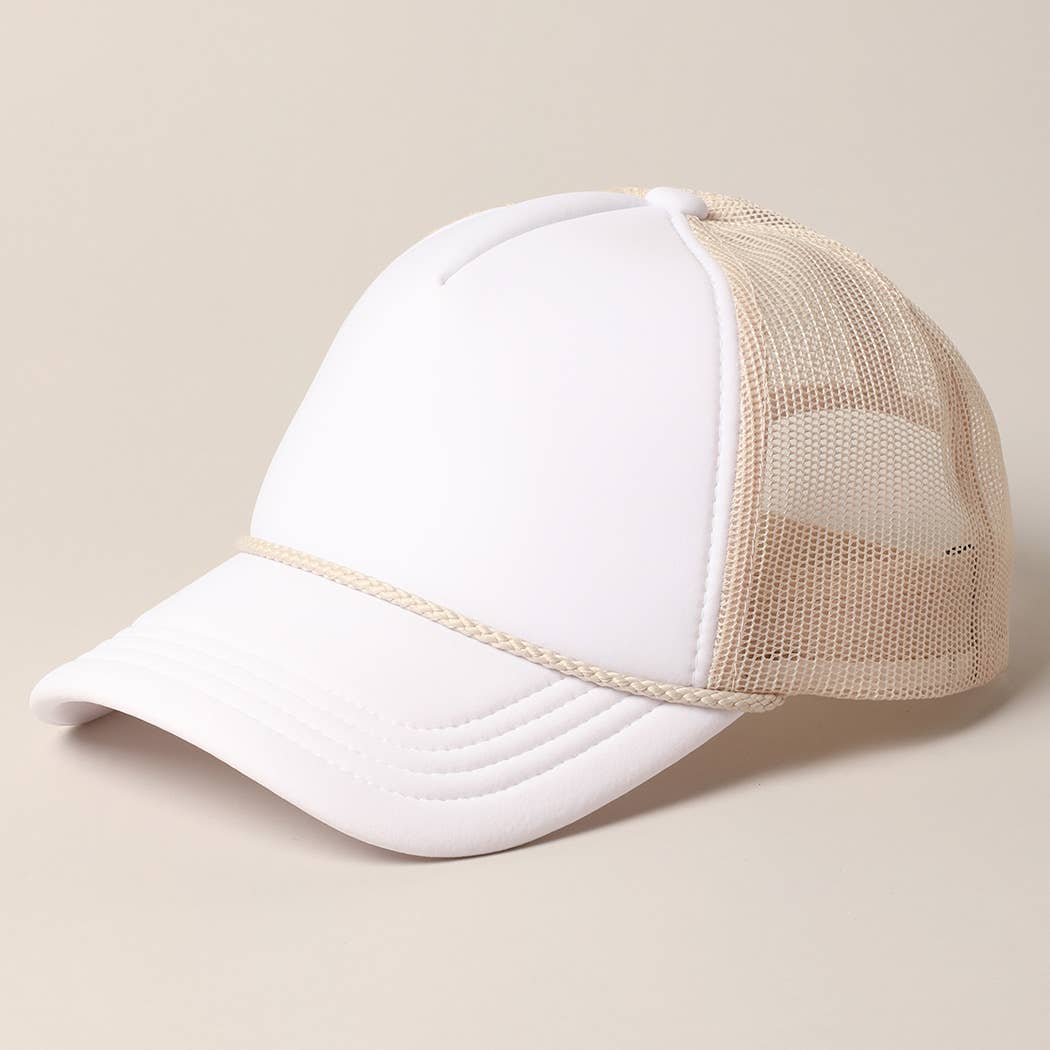 Plain Foam Rope Mesh Back Trucker Hat
