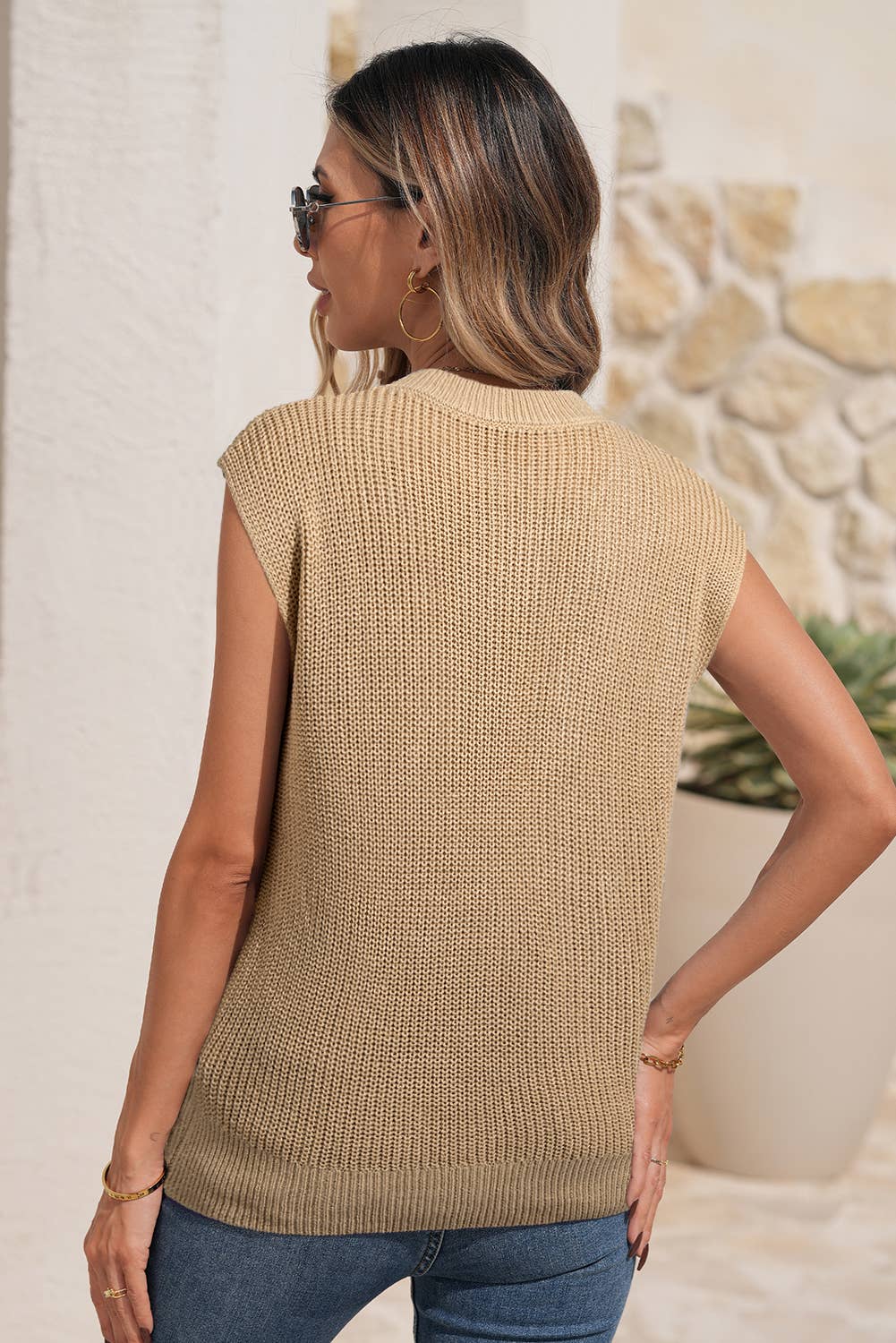 LDC Western Cowboy Embroidery Round Neck Sleeveless Sweater