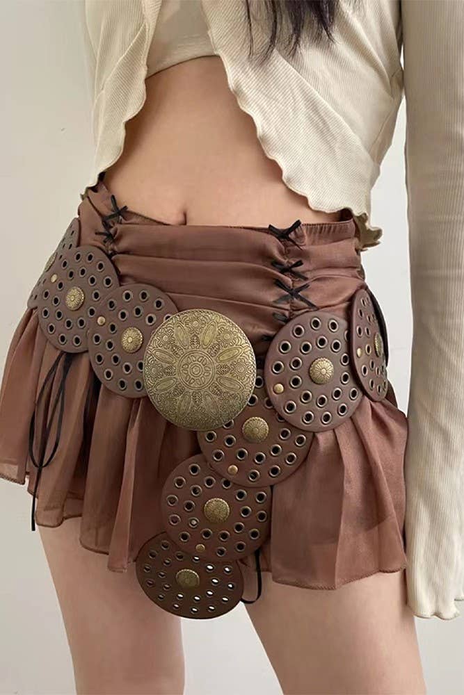 Round Panel Eyelet Western Belts MOQ 3pcs ZK1329
