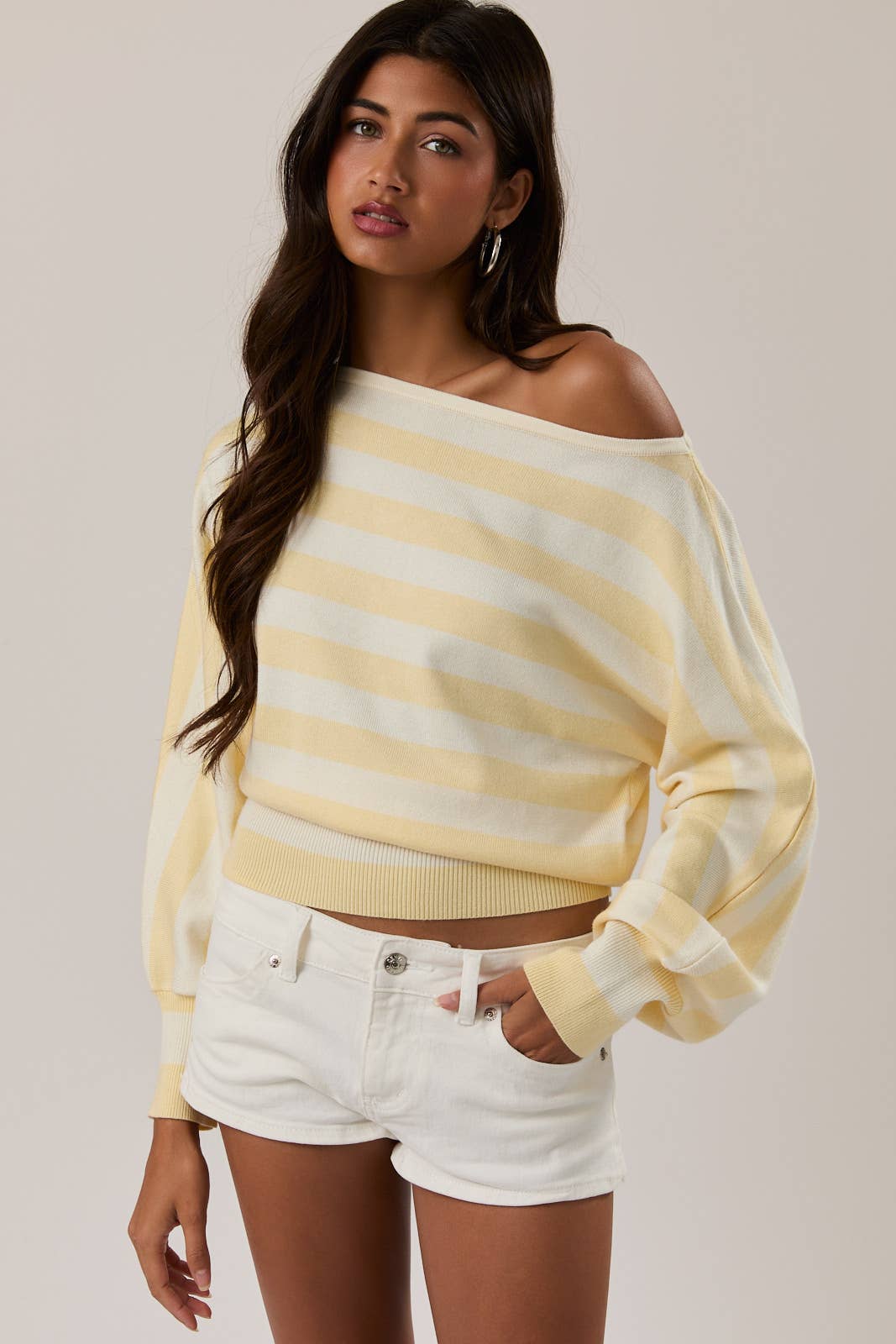 BOAT NECK DOLMAN SLEEVE SWEATER TOP