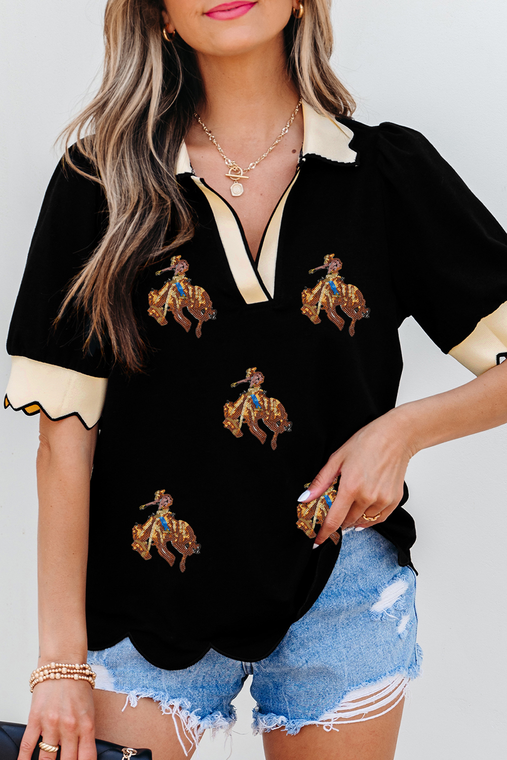 LDC Casual V Neck Shift Western Blouse