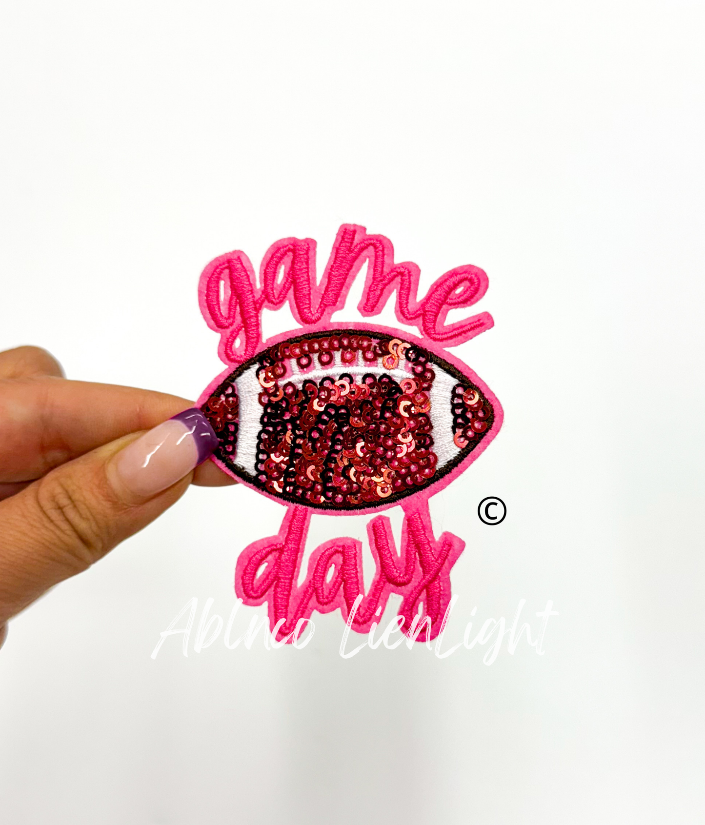 3” game day football sequins embroidery patch iron on