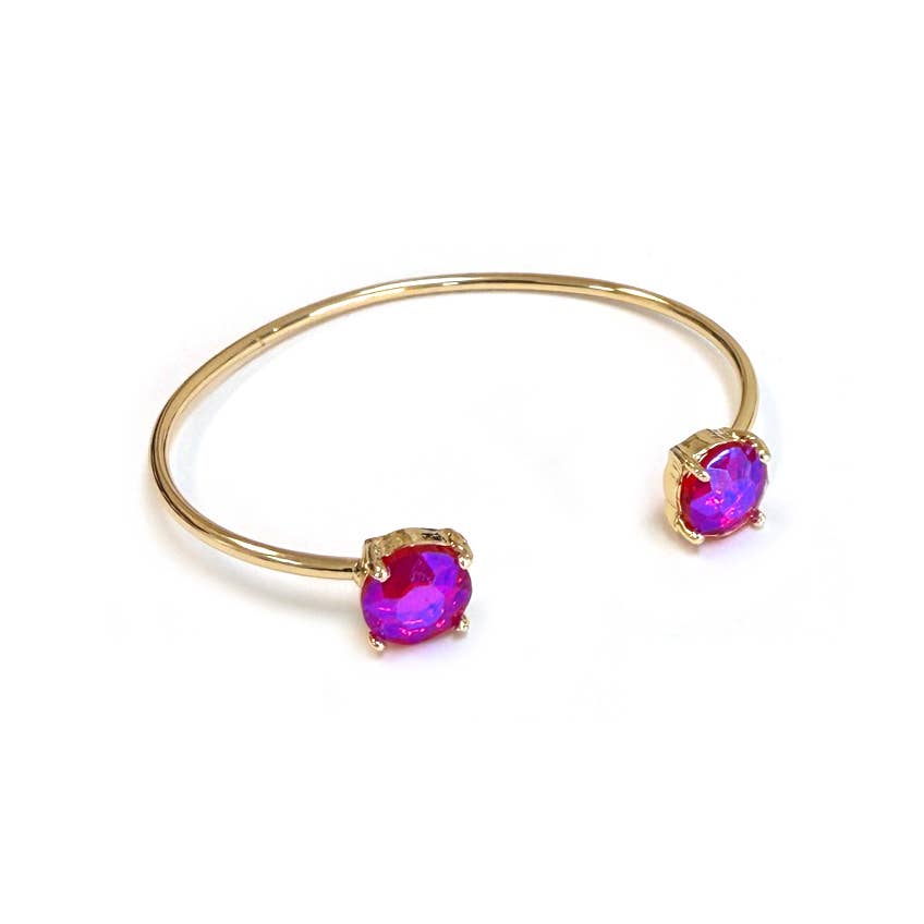 Cuff Wire Bangle for Women and Girls w/ Glass Stone Accent