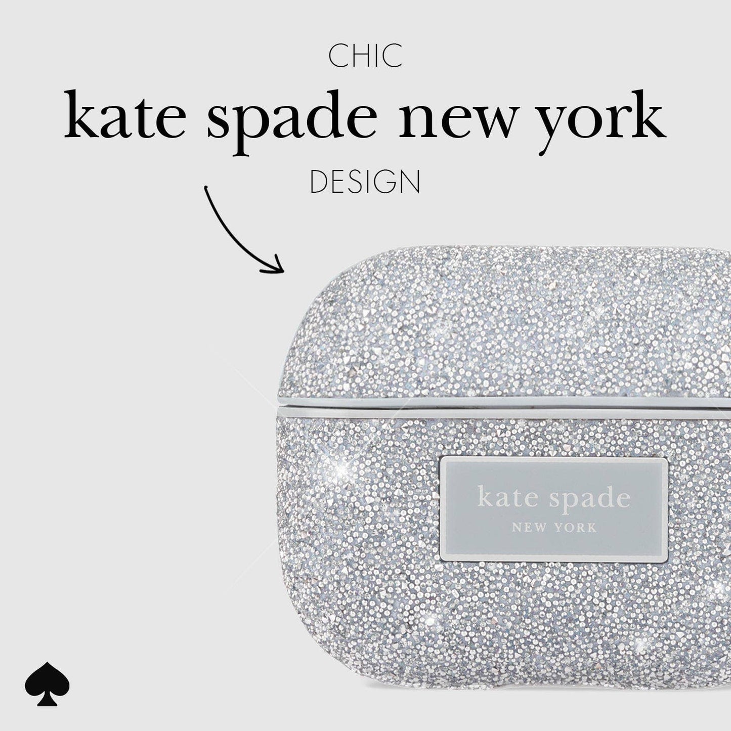 Kate spade new york AirPods Pro 1 & 2 Crystal Pavé Silver
