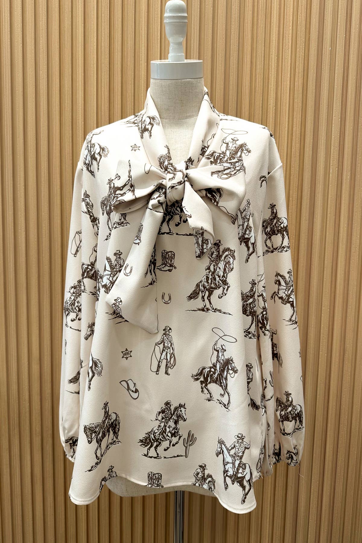 T1629-5302-Western Sheriff Cowboy Print Blouse