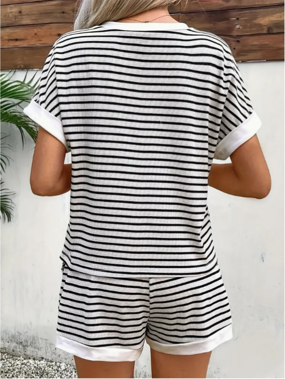 Striped T-shirt & Shorts 2 Piece Set Loungewear Set