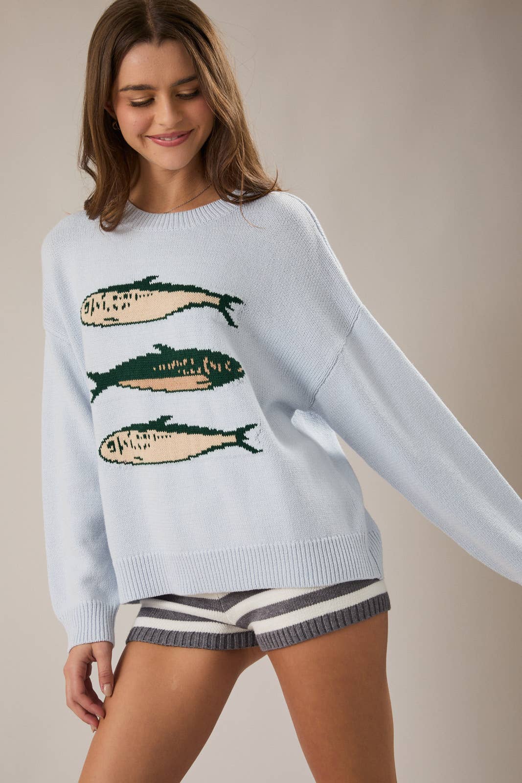 ROUND NECK 3 SARDINES SWEATER TOP