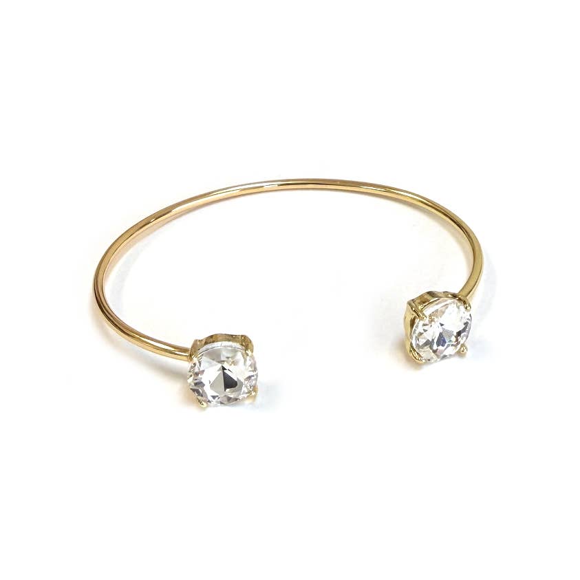 Cuff Wire Bangle for Women and Girls w/ Glass Stone Accent