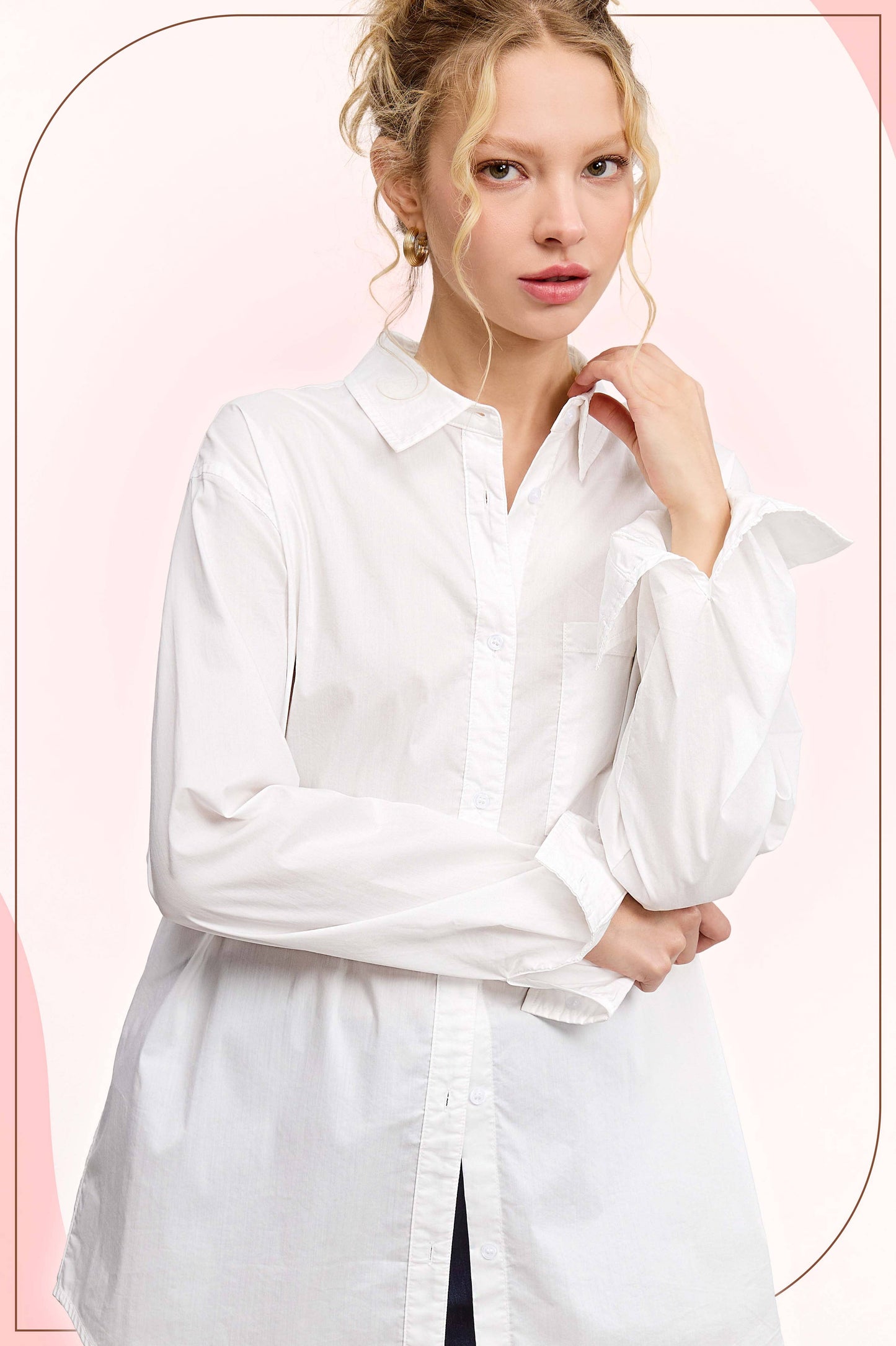 SRT7809-Classic Collared Button Down Poplin Shirts