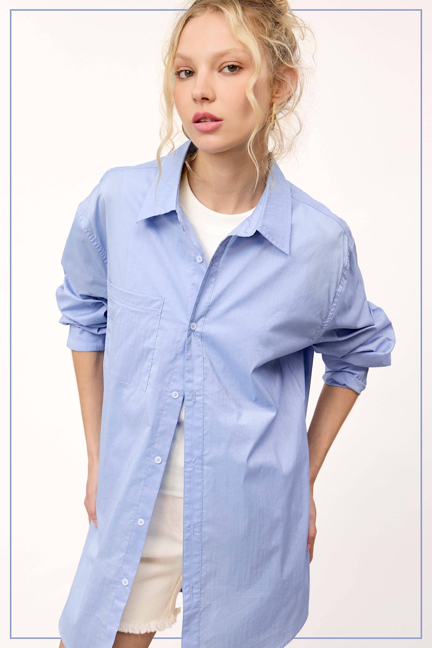 SRT7809-Classic Collared Button Down Poplin Shirts