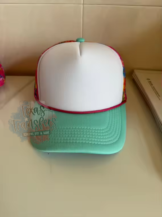 Mint Floral Mesh Trucker Hat