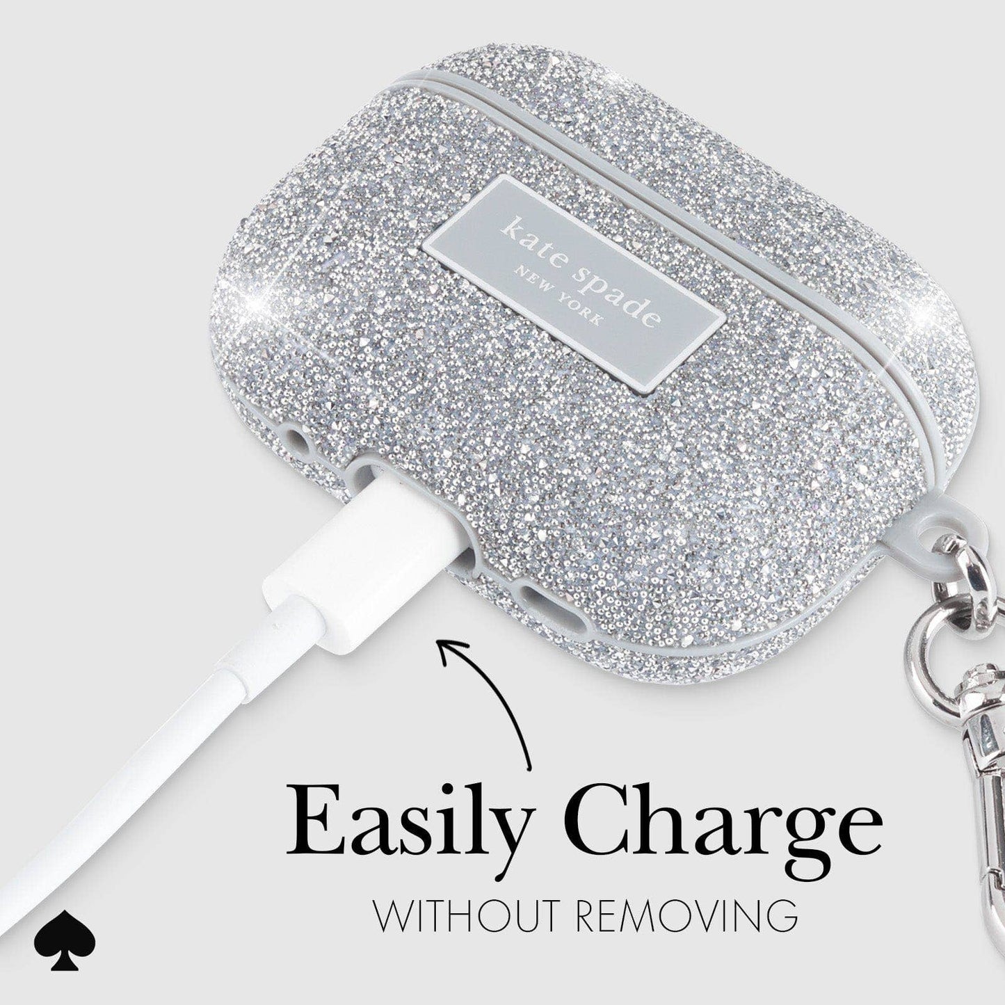 Kate spade new york AirPods Pro 1 & 2 Crystal Pavé Silver