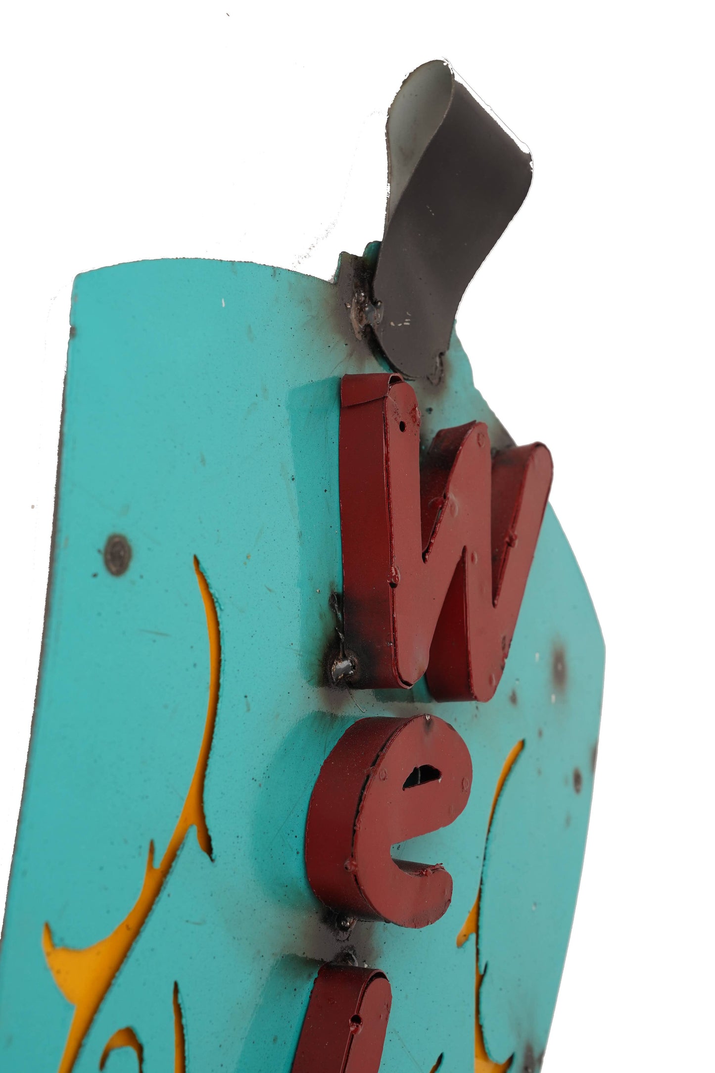 Welcome Boot Sign-22x25H inch-Handmade-Wall Decor-Turquoise
