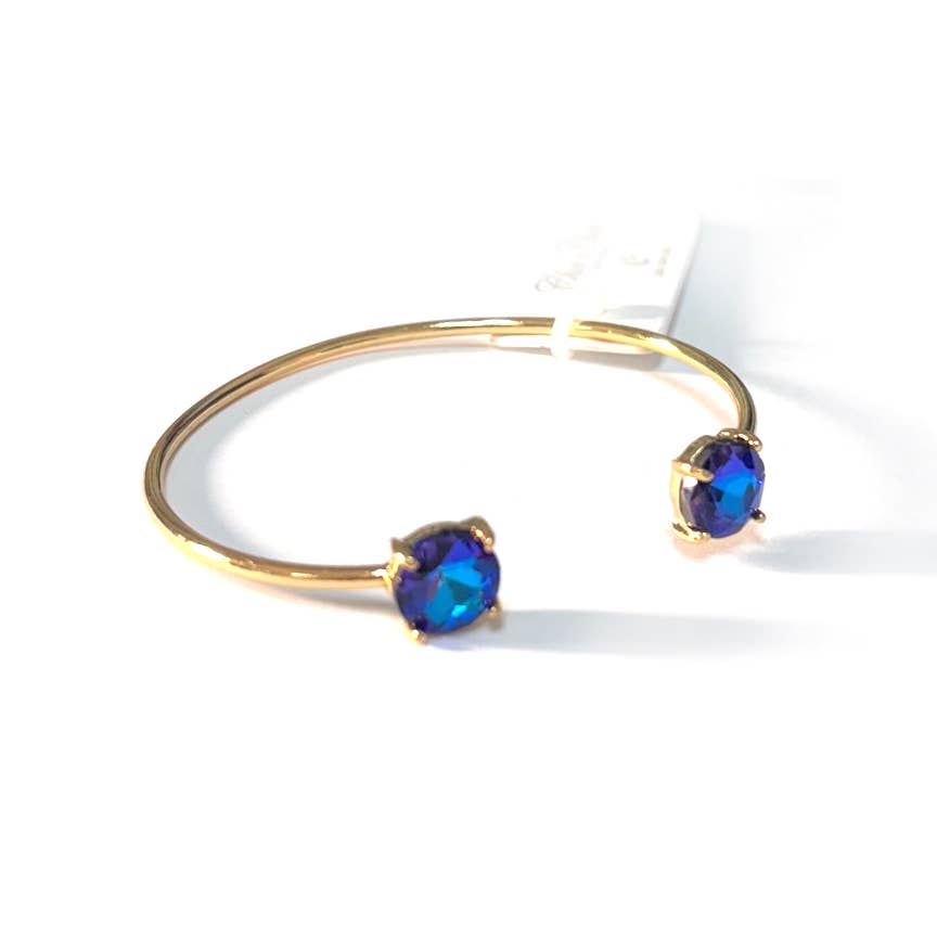 Cuff Wire Bangle for Women and Girls w/ Glass Stone Accent