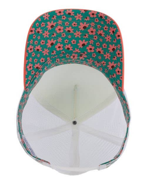 Ivory Sherbert Floral Foam Trucker Hat