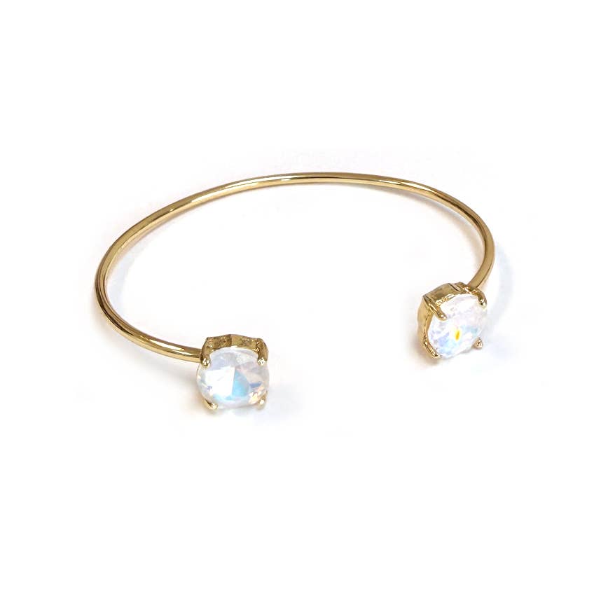 Cuff Wire Bangle for Women and Girls w/ Glass Stone Accent