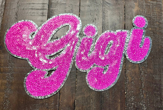 GiGi Patch, Sequin Patch, GIGi Sequin Patch, Pink Patch, Iron on Patch, DIY, Sequin GiGi Patch, Glitter Patch
