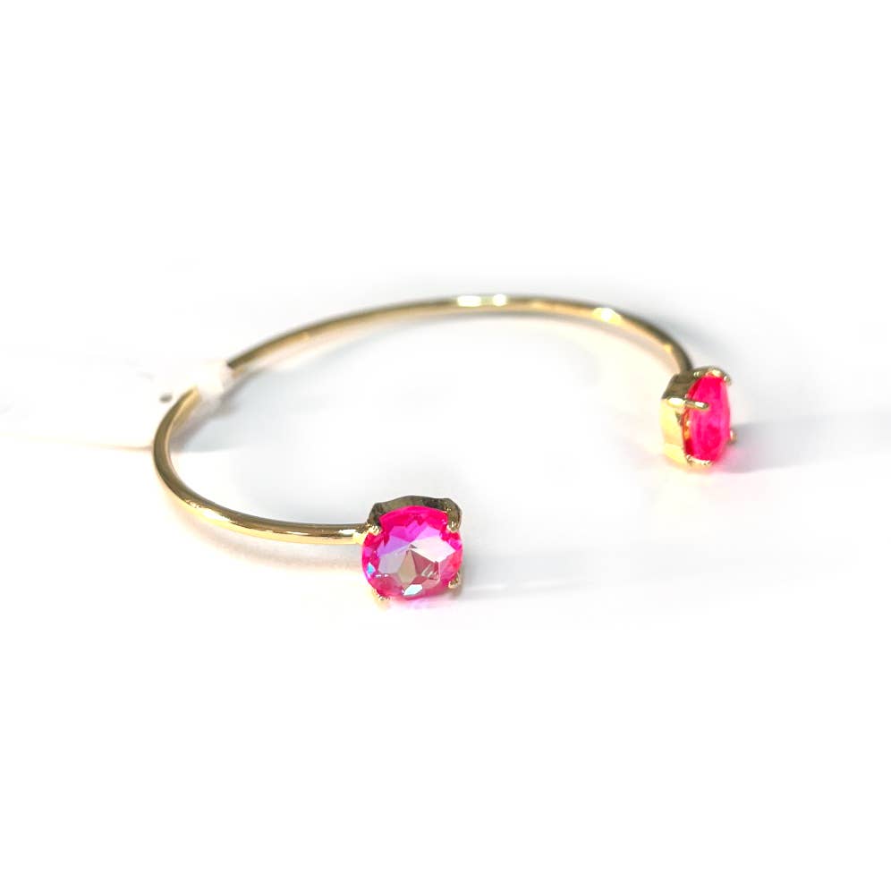 Cuff Wire Bangle for Women and Girls w/ Glass Stone Accent