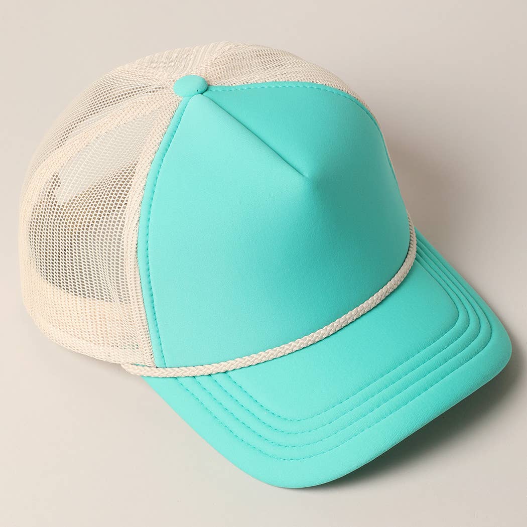 Plain Foam Rope Mesh Back Trucker Hat