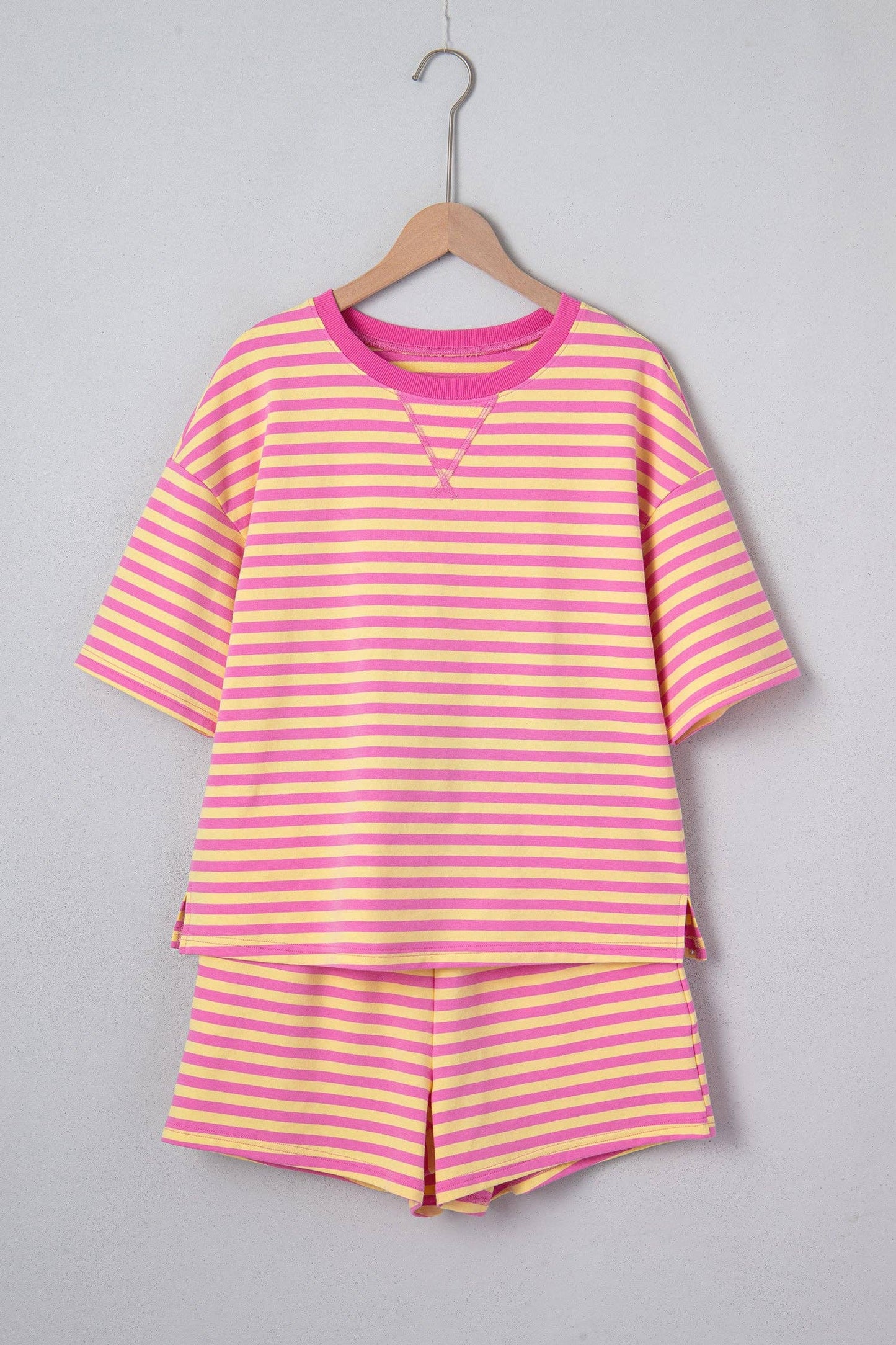 Rose Stripe Stripe Terry Tee and Shorts Set