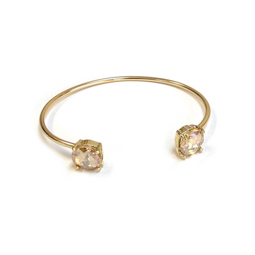 Cuff Wire Bangle for Women and Girls w/ Glass Stone Accent