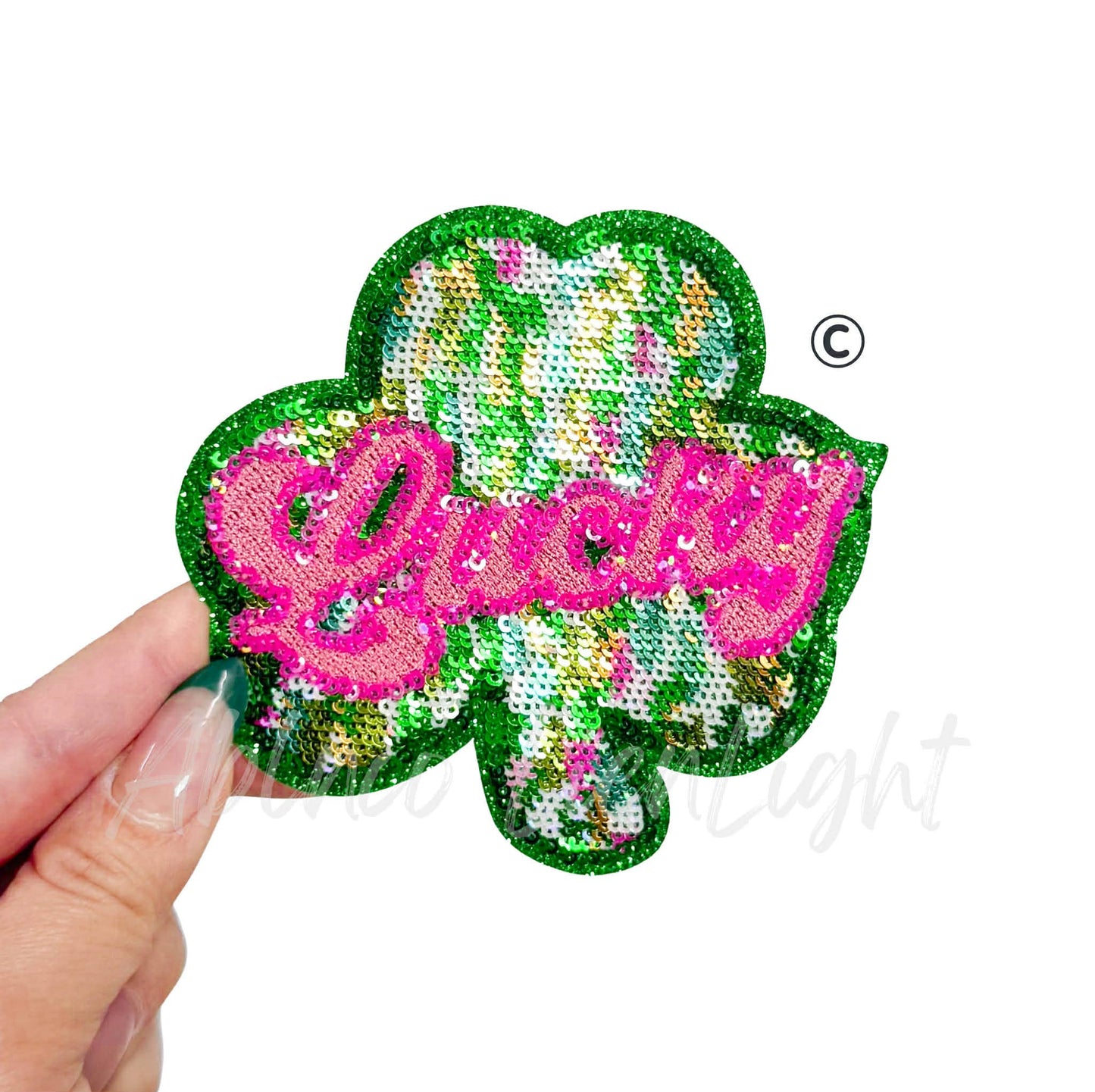 Colorful Pink Lucky Shamrock St Patricks Day Patch- Small